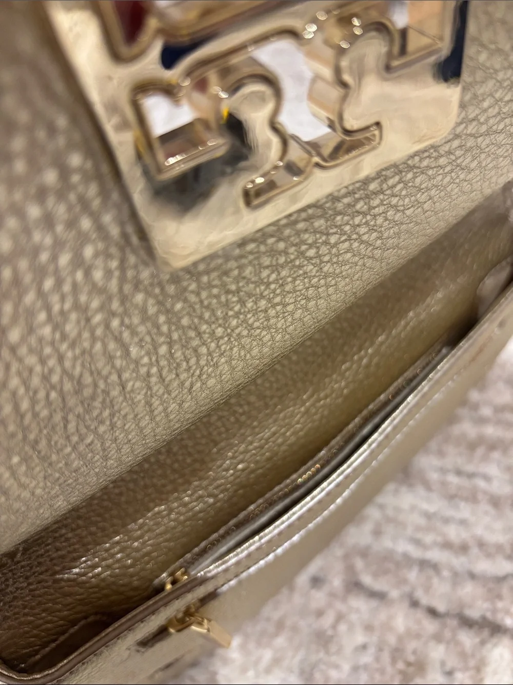 Tory Burch Metallic Gold Leather Wristlet Clutch